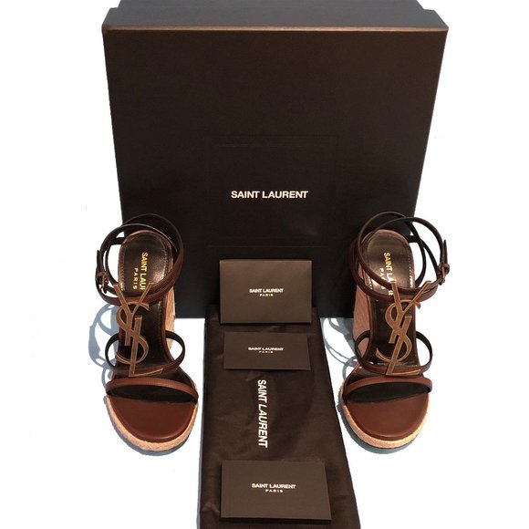 Cassandra Espadrilles 105 YSL Logo Platform Wedge - Picture 11 of 14